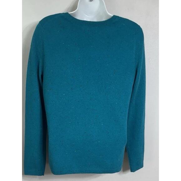 Lands End 100% Cashmere Twin Sweater Set Women’s Small 6-8 Button Cardigan Teal - Picture 6 of 9